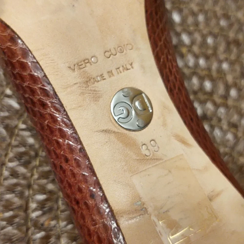 Dolce and Gabbana Snakeskin Peep Toe Heels Size 39